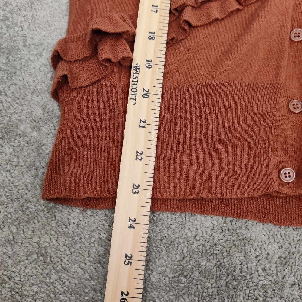 Koton Women's Ruffled Sweater Cardigan in Brown Size Medium Fall Feminine Cotton - Picture 9 of 10